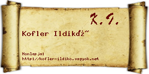 Kofler Ildikó névjegykártya